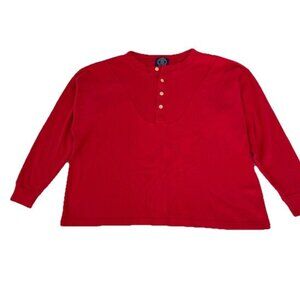 Gap Red Henley Sweatshirt Top XL (No Size Tag) 90s Y2K Bib Front Minor Flaws